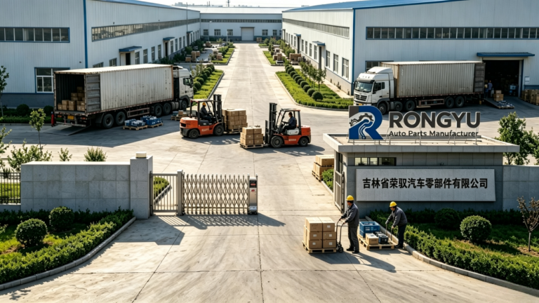 Auto parts factory workshop and warehouse overview from Rongyu auto spare parts manufacturer