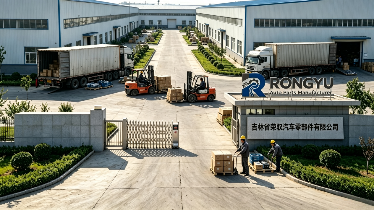 Auto parts factory workshop and warehouse overview from Rongyu auto spare parts manufacturer
